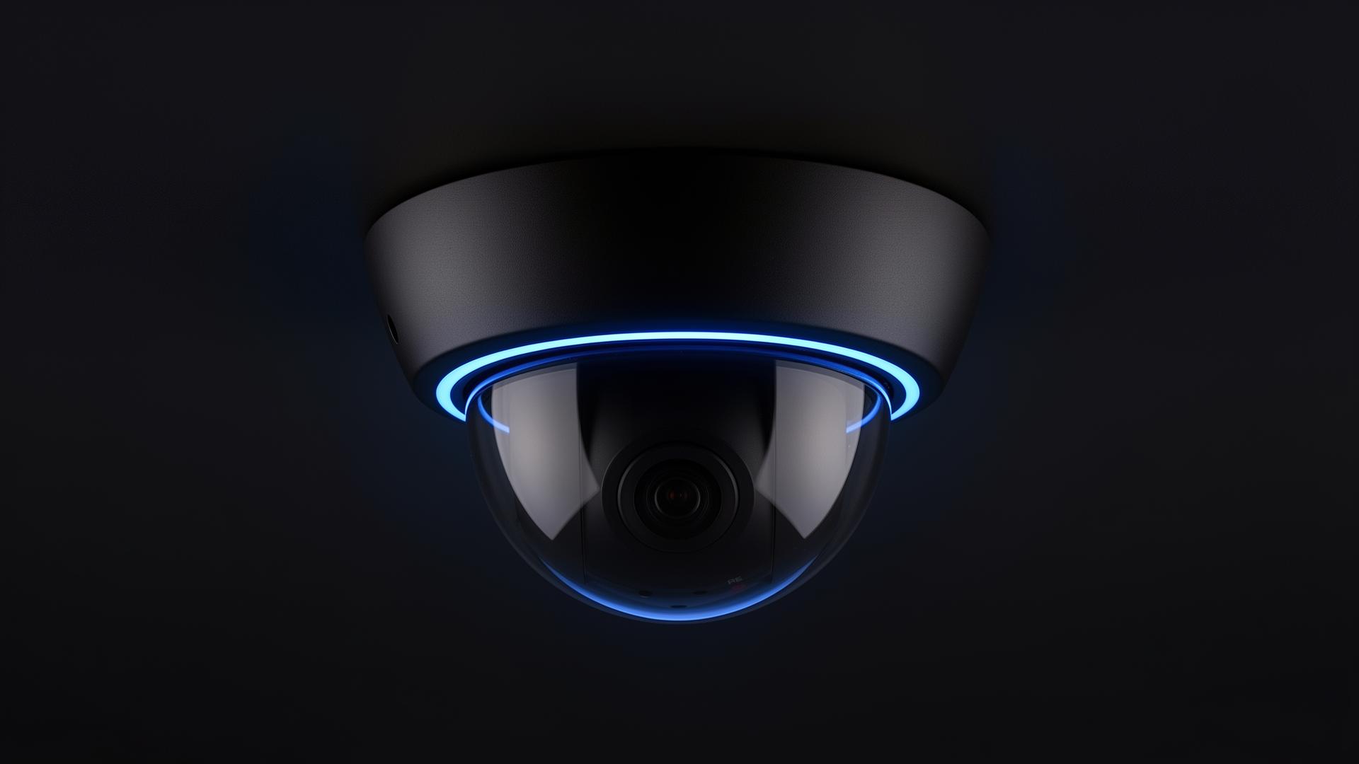Two technicians installing a security camera